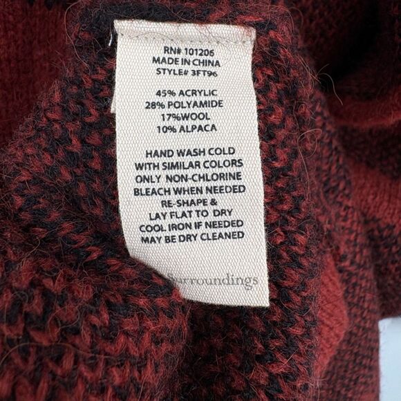 Soft Surroundings Cozy Cottage Long Open Cardigan Red Plaid, PXL, Wool Alpaca - Picture 8 of 8